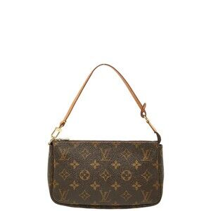 LOUIS VUITTON Brown Monogram Leather Pochette Mini Bag